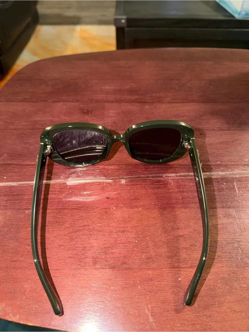 CHANEL Dark Green Oversized Round Sunglasses